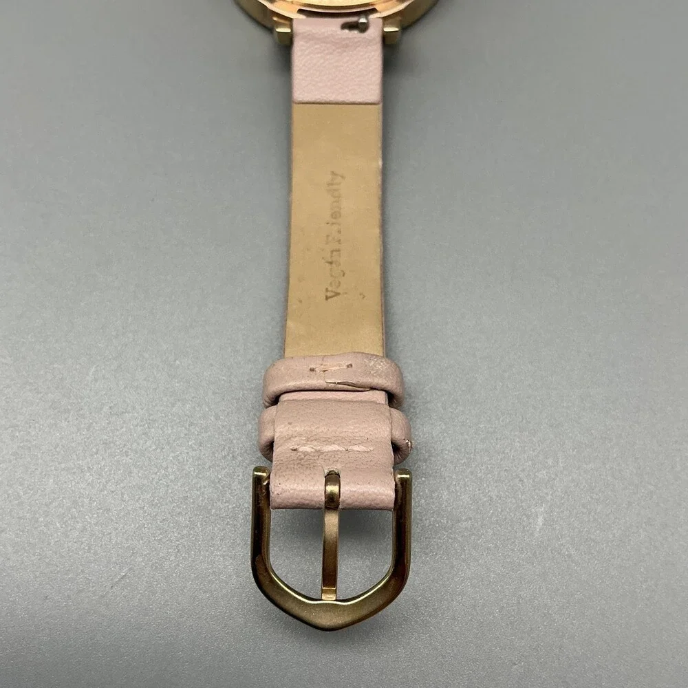 Olivia Burton Wild Flower Womens Watch 34mm Pink Strap Gold Tone New Battery